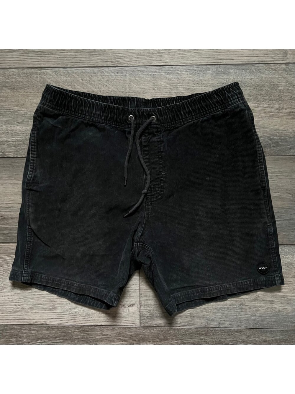 RVCA Men's M Corduroy Shorts Cords Black Elastic Waist Skate Surf